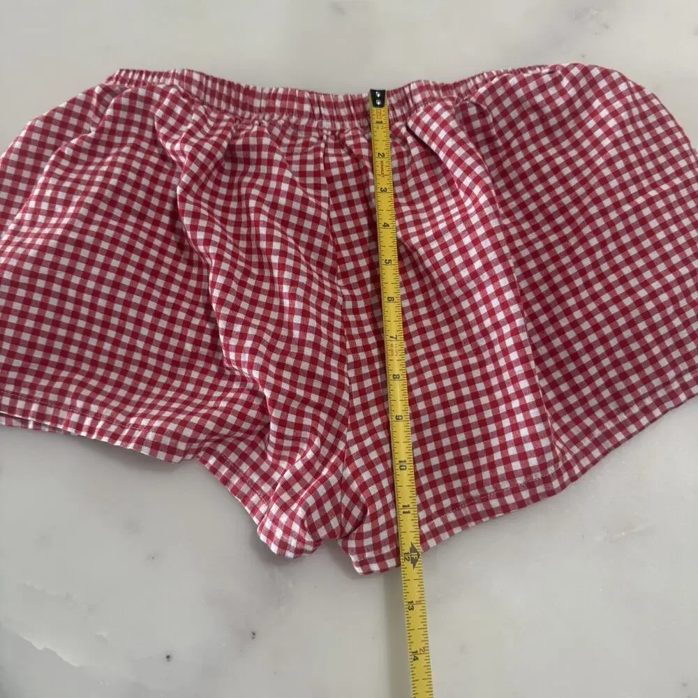 Red White Gingham Plaid Boxer Shorts Women’s L Lounge Pajama Coquette Pinterest